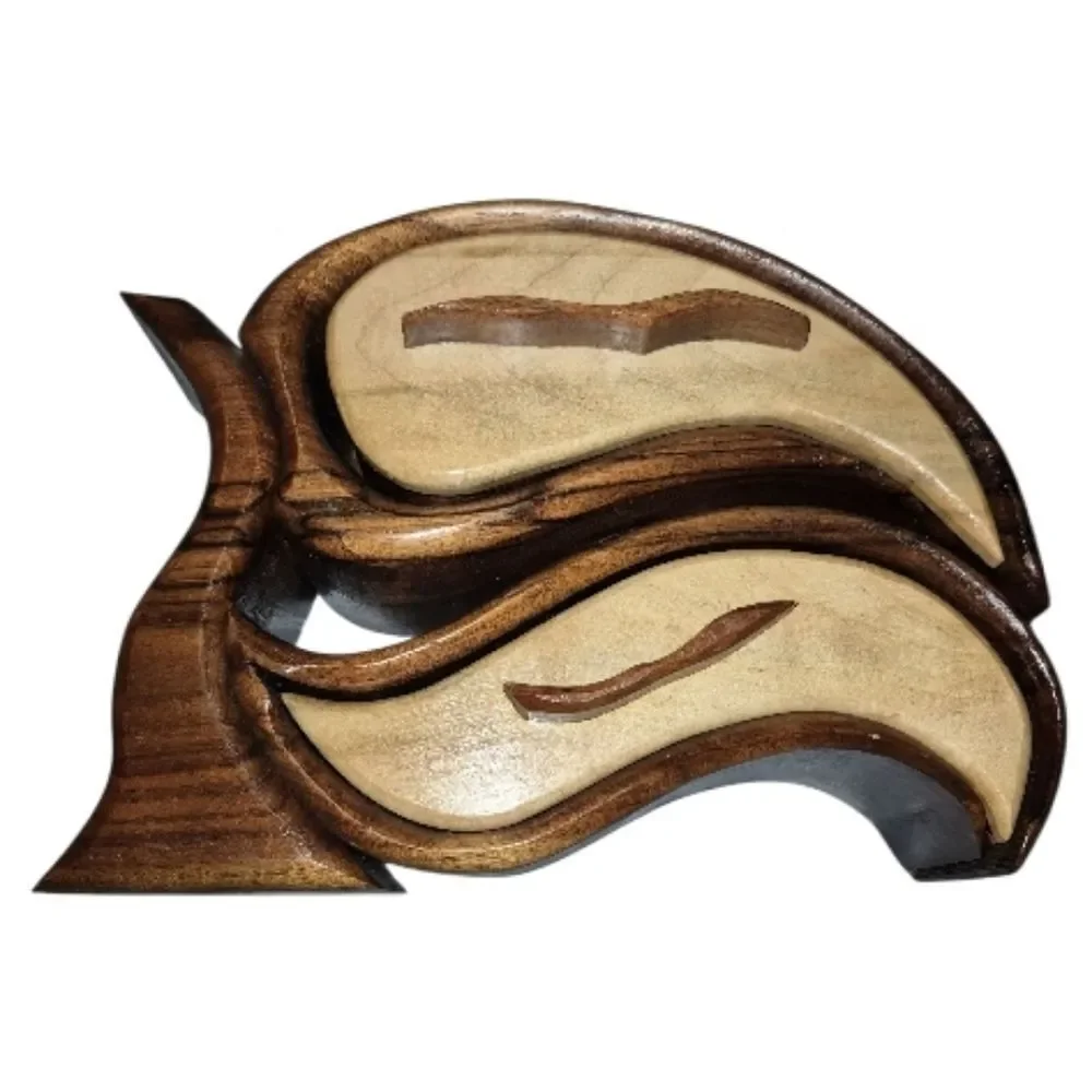Handcrafted Walnut & Birch Two Tone Wooden Bandsaw Keepsake Jewelry Box